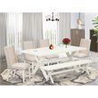 Pemberly Row 6-Piece Wood Dining Table Set in Linen White and Cream