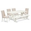 Pemberly Row 6-Piece Wood Dining Table Set in Linen White and Cream