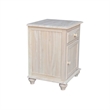 Pemberly Row Solid Wood Nightstand with Storage Cabinet in Unfinished