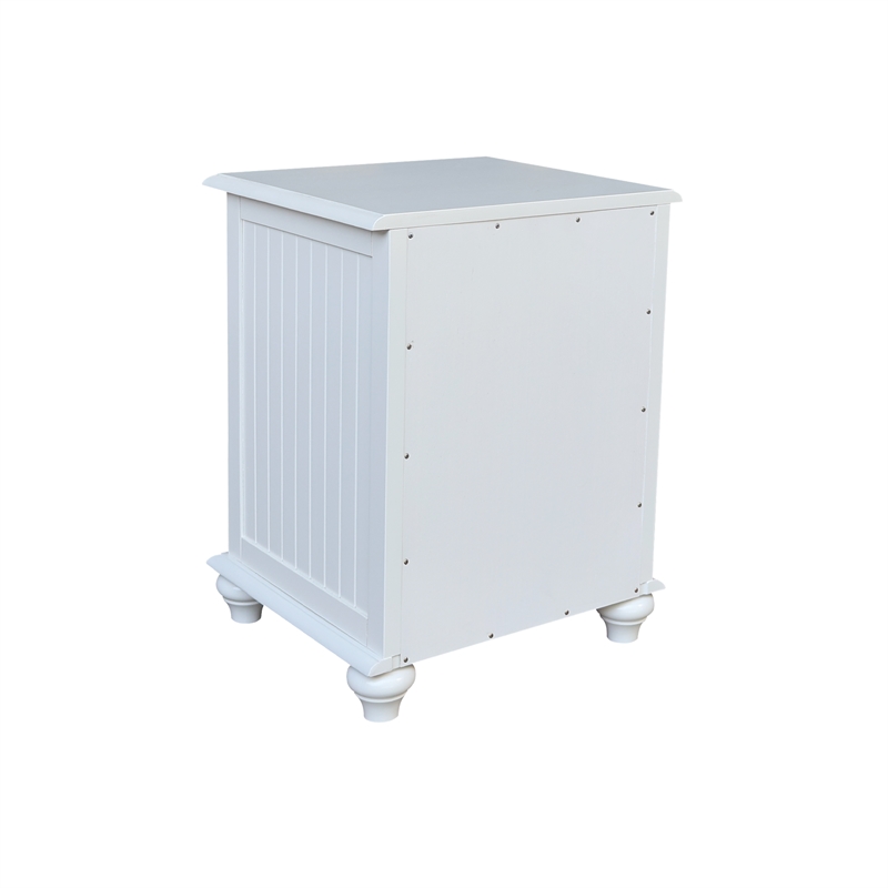 Pemberly Row Solid Wood Nightstand with Storage Cabinet in Classic White