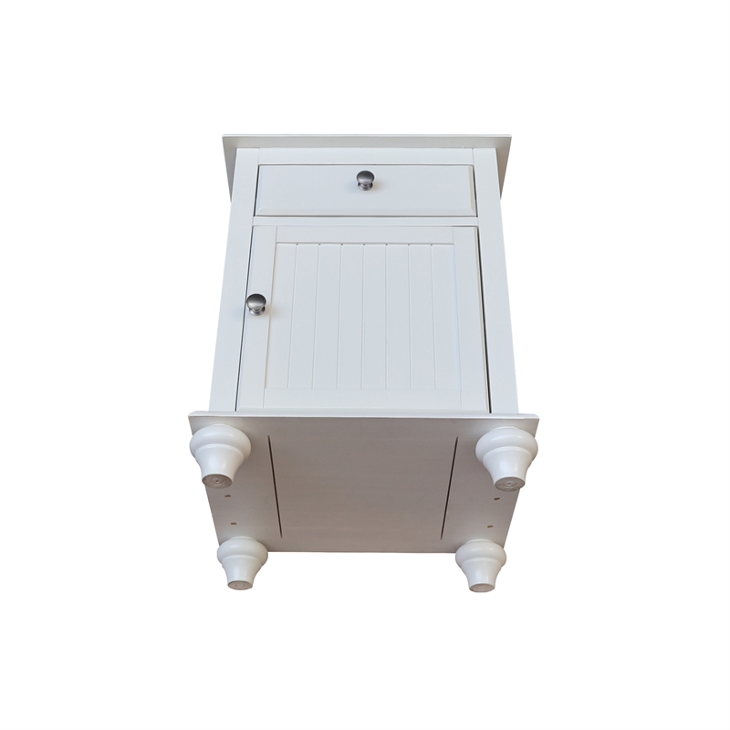 Pemberly Row Solid Wood Nightstand with Storage Cabinet in Classic White