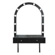 Pemberly Row Wall Mounted Floating Makeup Vanity with LED Mirror in Black