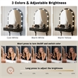 Pemberly Row Wall Mounted Floating Makeup Vanity with LED Mirror in Black