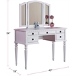 Pemberly Row White Solid Wood Bedroom Vanity Set with Foldable Mirror