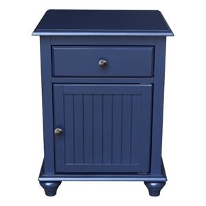 Pemberly Row Solid Wood Nightstand with Cabinet and Drawer in Denim Blue