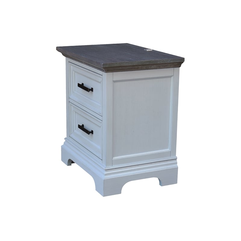 Pemberly Row 2-Drawer Nightstand with USB Charging in Mist/Heather Gray
