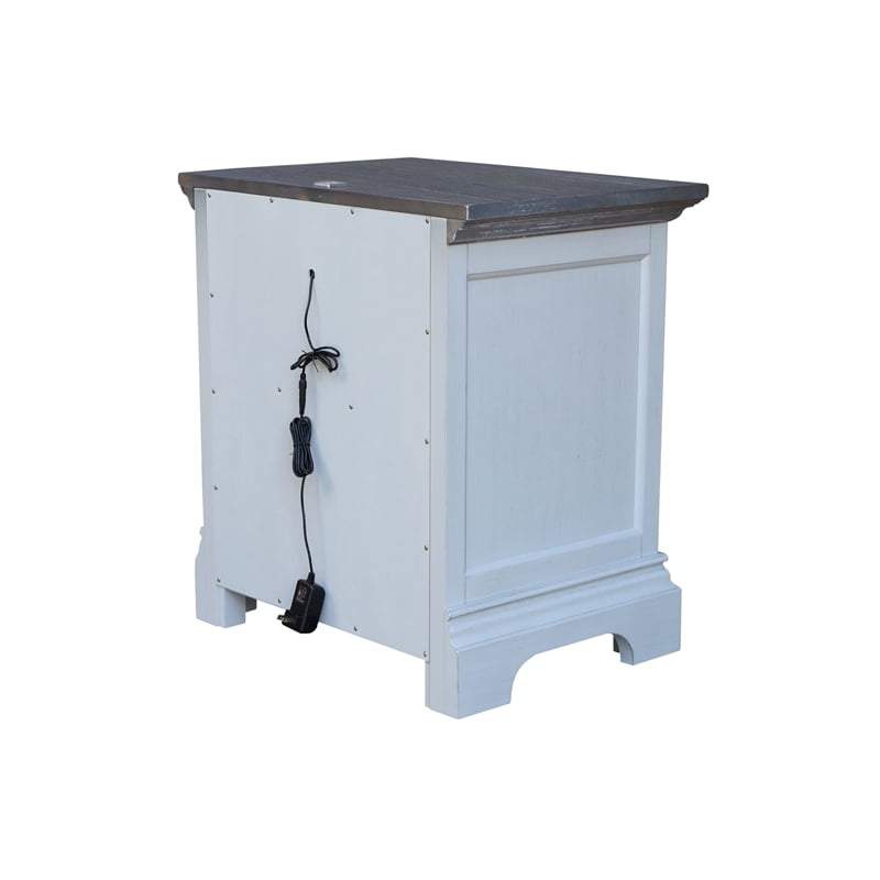 Pemberly Row 2-Drawer Nightstand with USB Charging in Mist/Heather Gray
