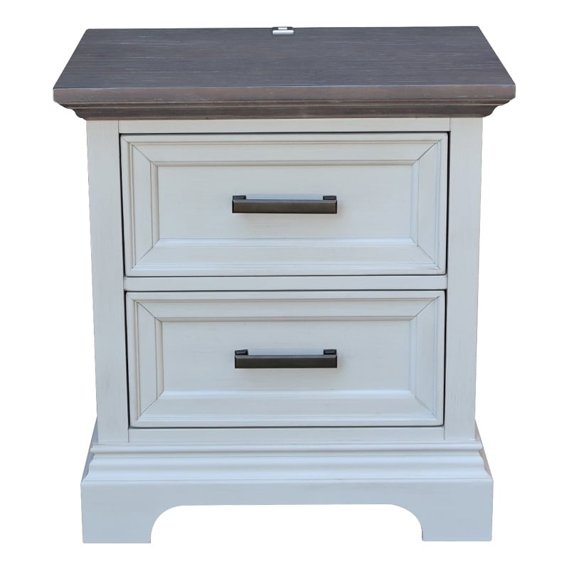 Pemberly Row 2-Drawer Nightstand with USB Charging in Mist/Heather Gray
