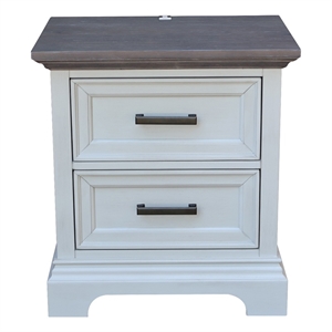 Pemberly Row 2-Drawer Nightstand with USB Charging in Mist/Heather Gray