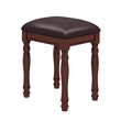 Pemberly Row Walnut Wood Vintage Vanity Desk Set with Mirror and 5 Drawers