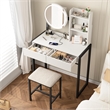 Pemberly Row Small Vanity Desk with LED Mirror in White and Black Metal