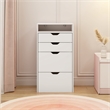 Pemberly Row White Wood 3-in-1 Dressing Table Set with LED Mirror and Stool