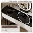 Pemberly Row White Wood Vanity Table Set with Tempered Glass Top and Mirror