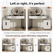 Pemberly Row White Wood Vanity Table Set with Tempered Glass Top and Mirror