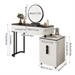 Pemberly Row White Wood Vanity Table Set with Tempered Glass Top and Mirror