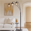 Pemberly Row 180 Watt Metal Floor Lamp with 3 Arms and Cage Shades in Black