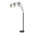 Pemberly Row 180 Watt Metal Floor Lamp with 3 Arms and Cage Shades in Black