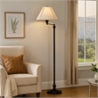 Pemberly Row 150 Watt Floor Lamp with Swing Arm and Fabric Shade in Black