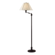 Pemberly Row 150 Watt Floor Lamp with Swing Arm and Fabric Shade in Black