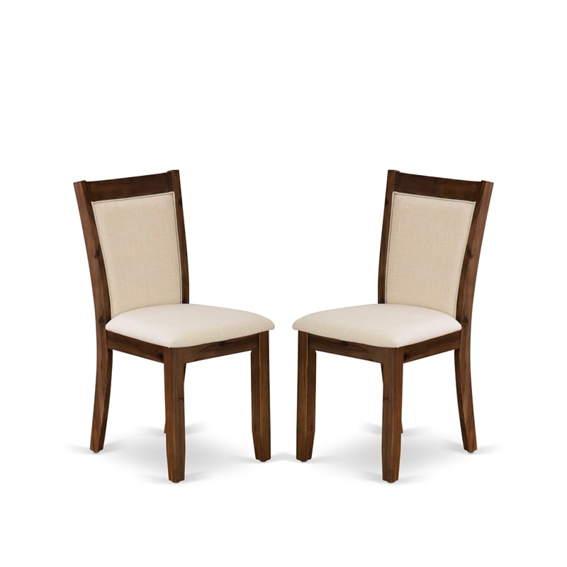 Pemberly Row 5-Piece Dining Set with Antique Walnut Finish and Beige Chairs