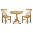 Pemberly Row 3-Piece Round Wood Dining Table Set in Oak Finish