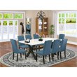 Pemberly Row 9-Piece Wood Dining Table Set in Mineral Blue Finish