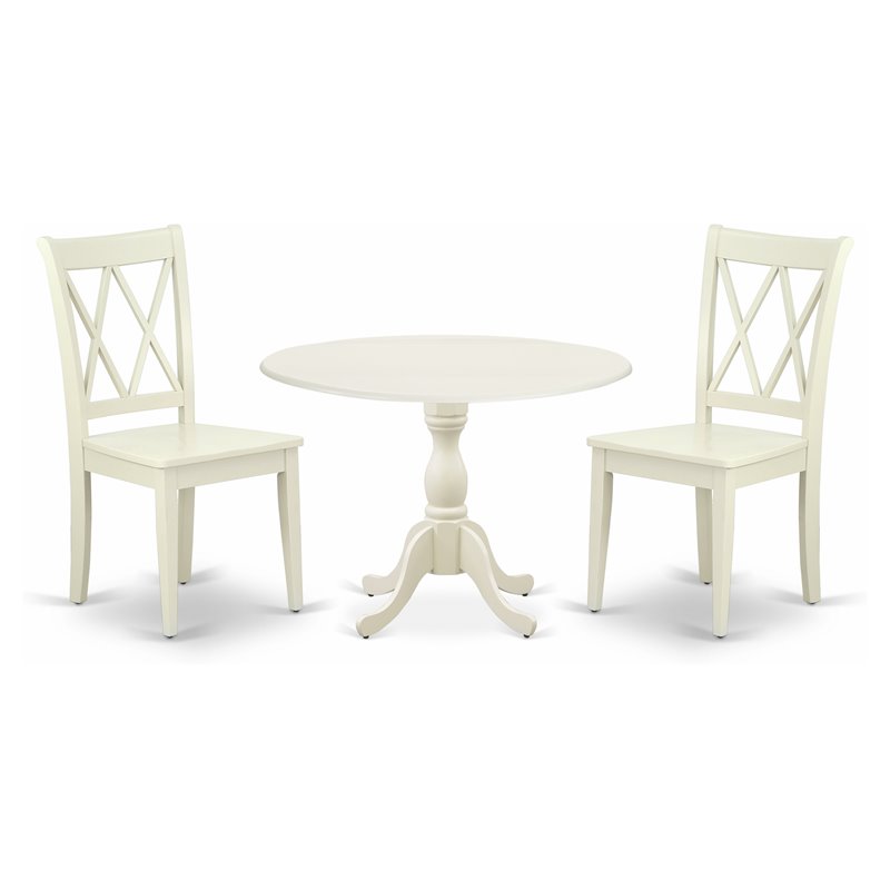 Pemberly Row 3-Piece Wood Dining Table & X-Back Chairs in White