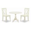 Pemberly Row 3-Piece Wood Dining Table & X-Back Chairs in White