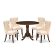 Pemberly Row 5-Piece Antique Walnut Dining Set with Linen Upholstery