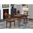 Pemberly Row Mahogany 3-Piece Dining Set with Linen Upholstered Chairs