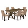 Pemberly Row 7-Piece Distressed Jacobean Dining Set with Sable Chairs