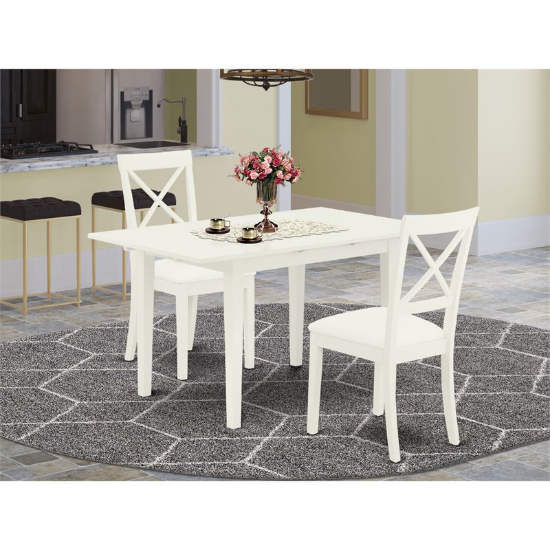 Pemberly Row 3-Piece Wood Dining Set with X-Back Chairs in White