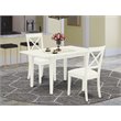 Pemberly Row 3-Piece Wood Dining Set with X-Back Chairs in White