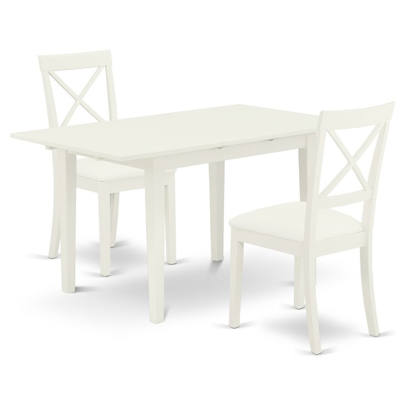Pemberly Row 3-Piece Wood Dining Set with X-Back Chairs in White