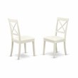 Pemberly Row 3-Piece Dining Table Set with Leather Seats in Linen White
