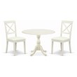 Pemberly Row 3-Piece Dining Table Set with Leather Seats in Linen White