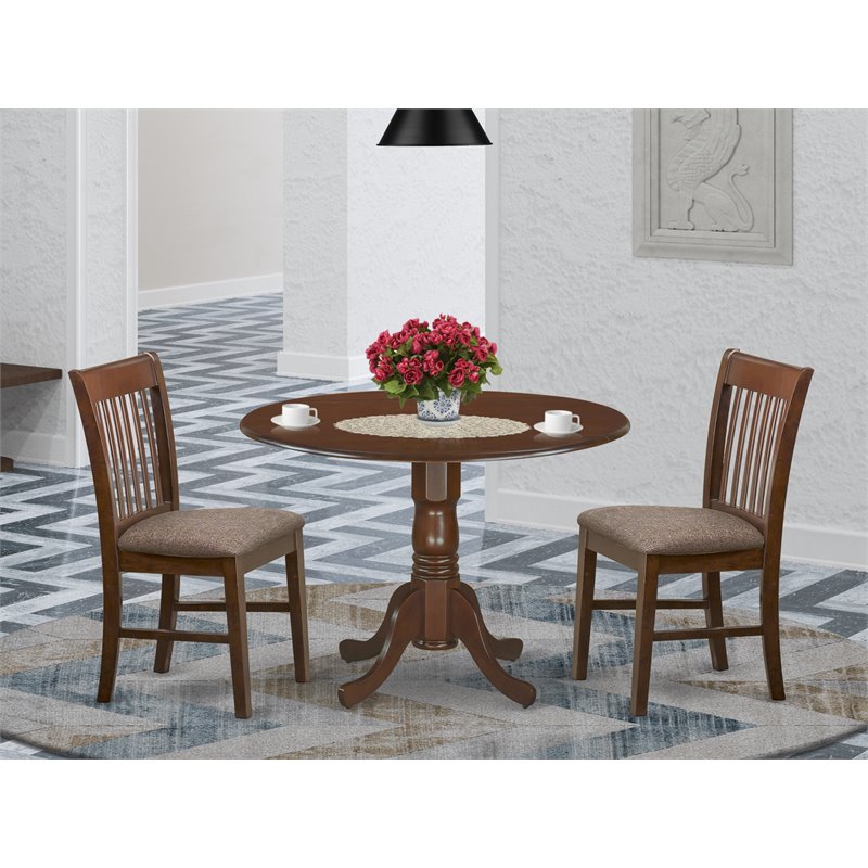 Pemberly Row 3-Piece Mahogany Dining Table Set with Drop Leaves