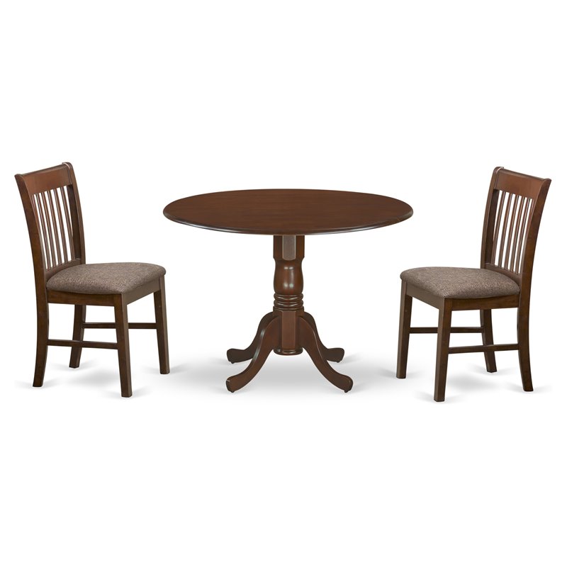Pemberly Row 3-Piece Mahogany Dining Table Set with Drop Leaves