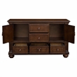 Pemberly Row Wooden Buffet with 2 Cabinets 5 Drawers and Bun Feet in Brown