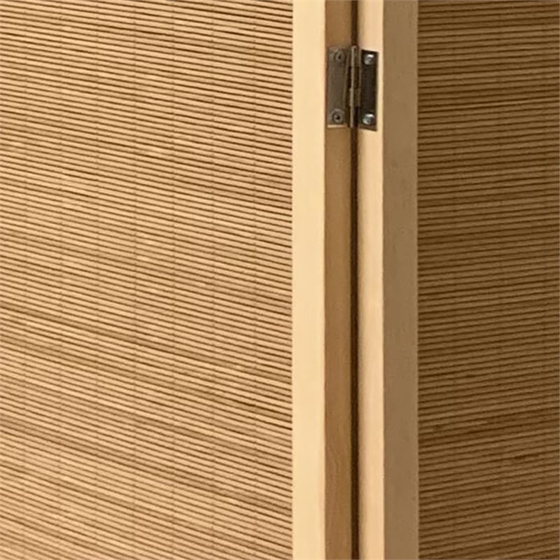 Pemberly Row 3-Panel Bamboo Shade Roll Room Divider in Natural Brown