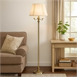 Pemberly Row 150 Watt 6-Way Floor Lamp with Fabric Tapered Shade in Gold