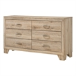 Pemberly Row Wood 6-Drawer Dresser with Bracket Feet in Brown
