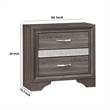 Pemberly Row 2-Drawer Nightstand with Hidden Jewelry Drawer in Gray/Silver