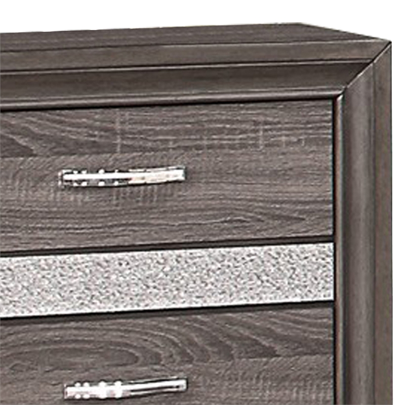 Pemberly Row 2-Drawer Nightstand with Hidden Jewelry Drawer in Gray/Silver