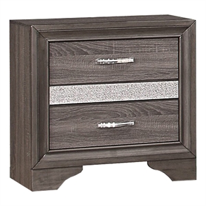 Pemberly Row 2-Drawer Nightstand with Hidden Jewelry Drawer in Gray/Silver