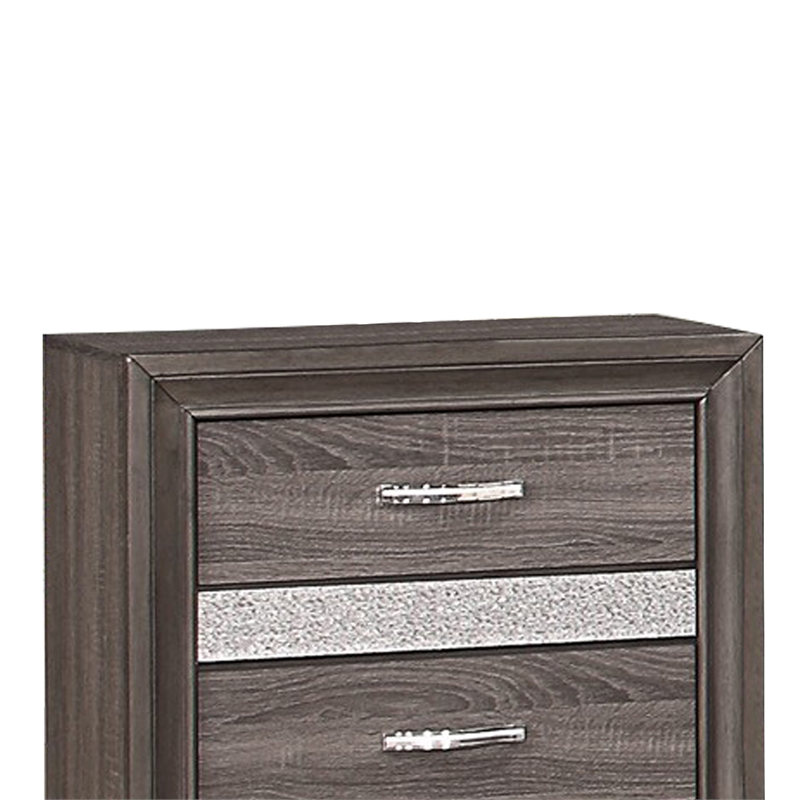 Pemberly Row 2-Drawer Nightstand with Hidden Jewelry Drawer in Gray/Silver
