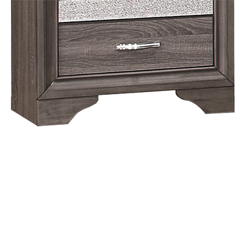 Pemberly Row 2-Drawer Nightstand with Hidden Jewelry Drawer in Gray/Silver