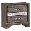 Pemberly Row 2-Drawer Nightstand with Hidden Jewelry Drawer in Gray/Silver