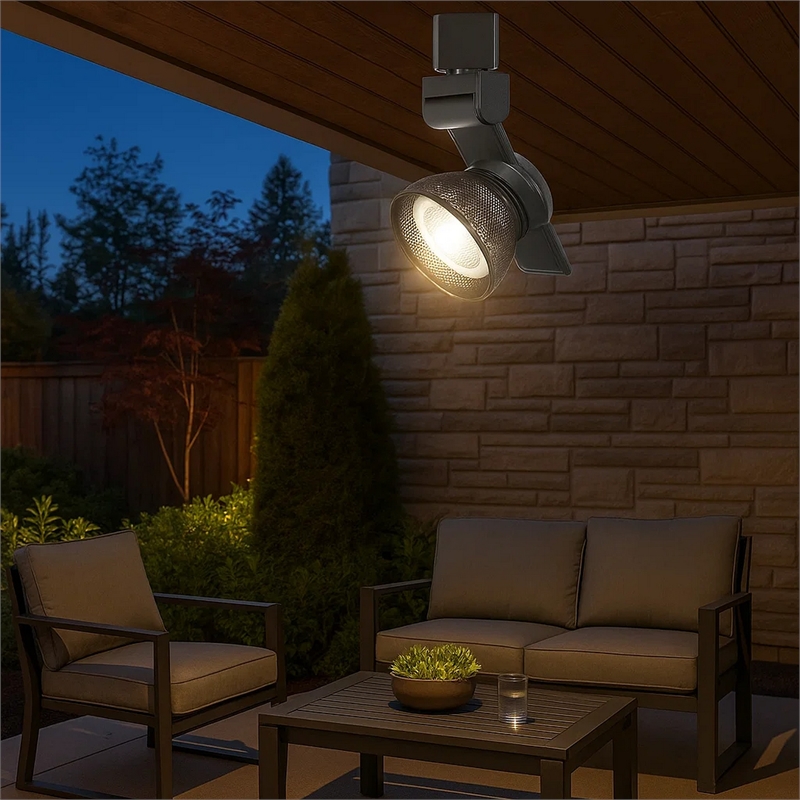 Pemberly Row 12W LED Metal Track Fixture with Mesh Head in Black/Bronze