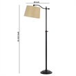 Pemberly Row 100 Watt Down Bridge Floor Lamp with Drum Shade in Black